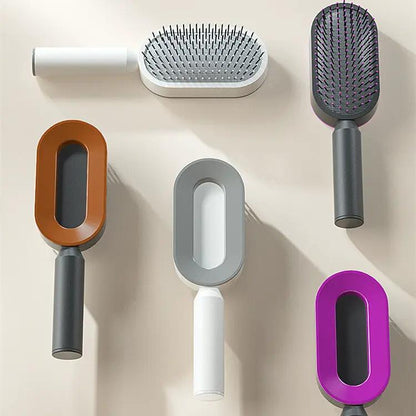 Self Cleaning Hair Brush For Women One-key Cleaning Hair Loss Airbag Massage Scalp Comb Anti-Static Hairbrush by null