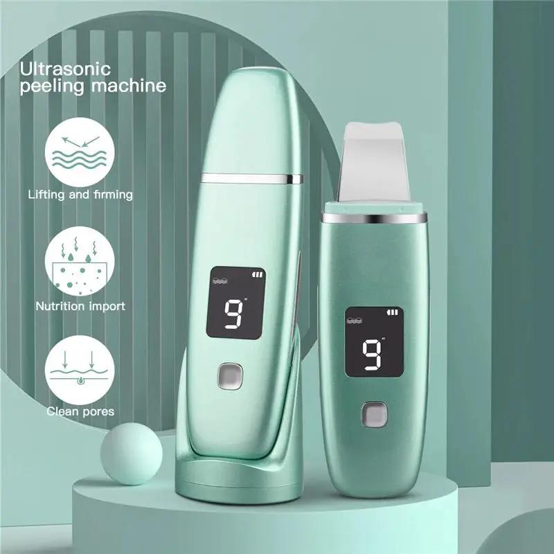 Ultrasonic Vibration Blackhead Remover Deep Cleansing Face Scrubber Pore Cleaner Lifting EMS Microcurrent Led Peeling by null
