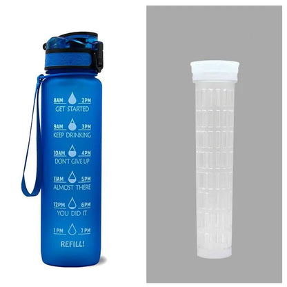 Leakproof 1L Tritan Water Bottle with Time Marker - Cycling Motivational Sports Fitness Cup by null