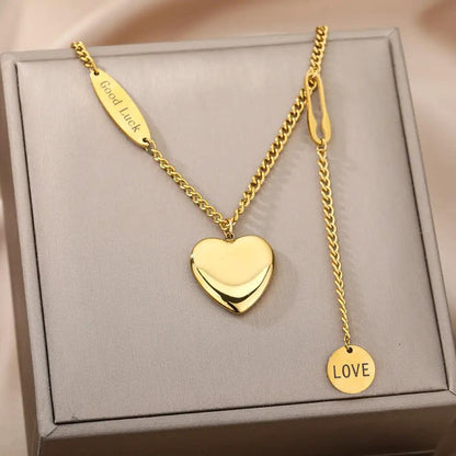 Fashion Jewelry Multilayer Heart Pendant Necklaces For Women Stainless Steel Chain Choker Zircon Moon Star Necklace Femme Wedding Jewelry Gift by Zeny Home & Beauty
