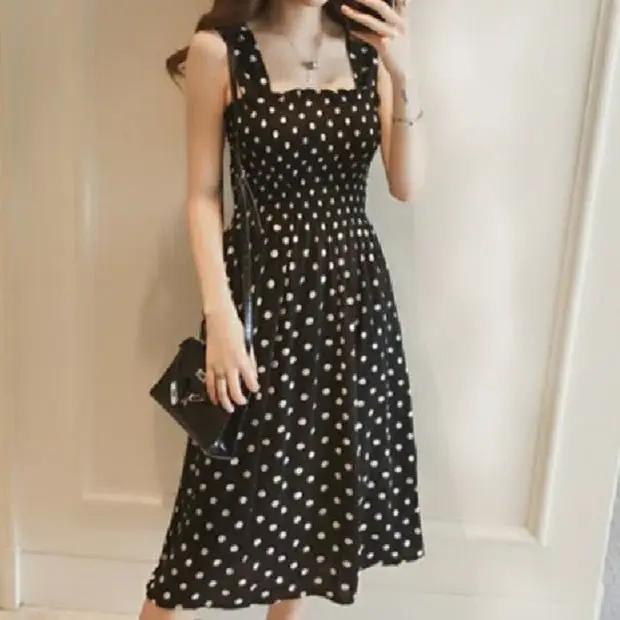 Off Shoulder Polka Dot Womens Slip Dress Boho Chic Mid Length Silhouette For Modern Wardrobe by null