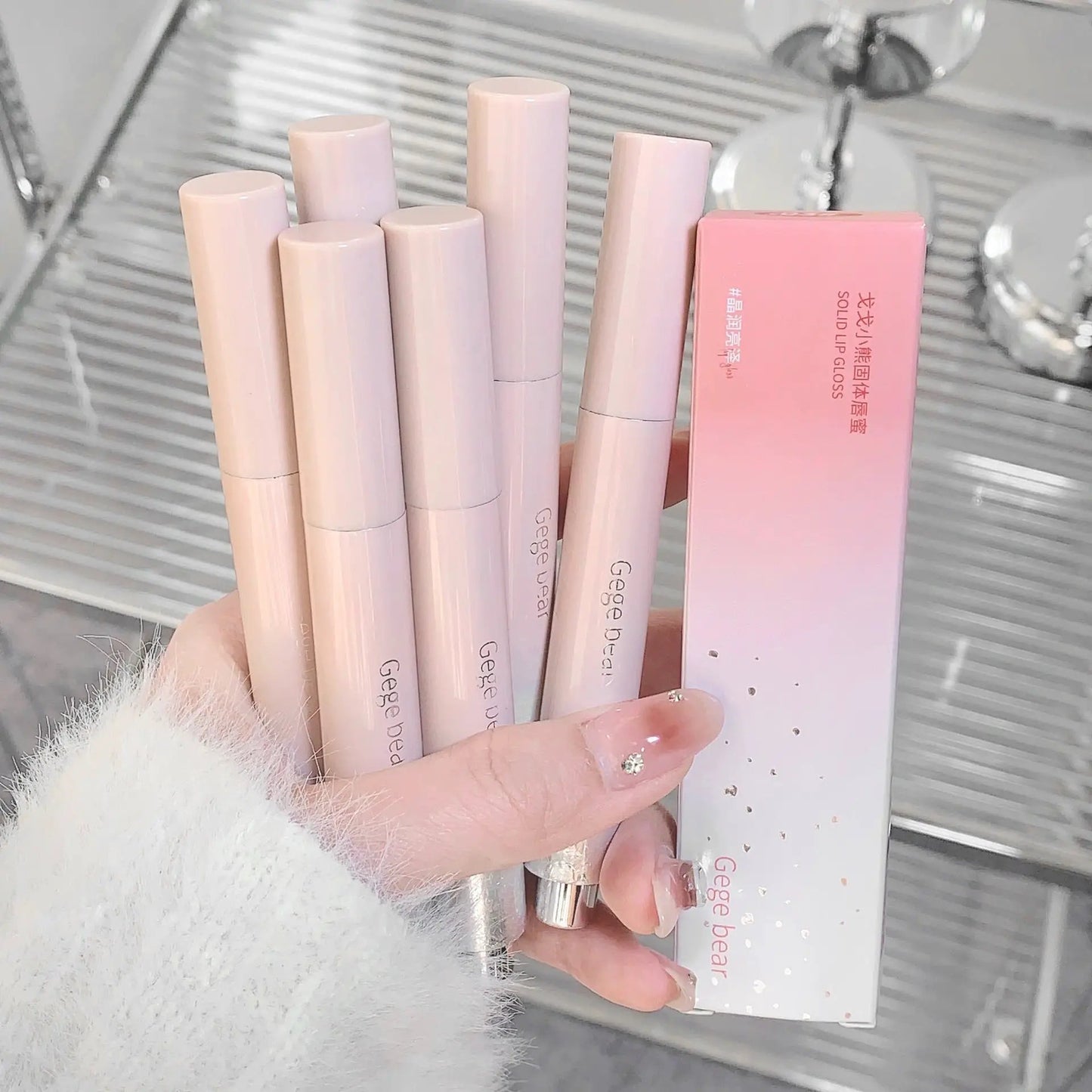 Water Light Pressed Lipstick With Solid Gloss Mirror Shine For High Shine Lip Makeup by null