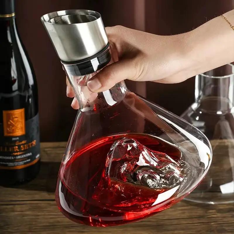 Hot-selling Iceberg Waterfall Wine Decanter Creative Transparent Lead-Free Crystal Glass Wine Dispenser Barware Quick Decanters by Zeny Home & Beauty