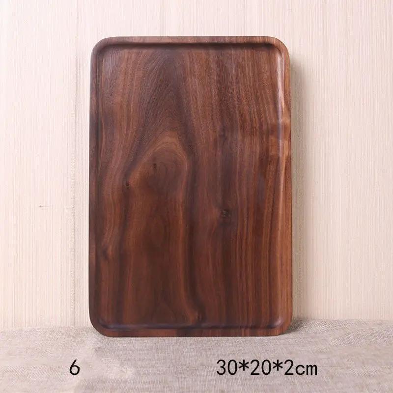Japanese Korean Style Hand Painted Black Walnut Wood Square Dinner Plate 13cm No 2 Size by null