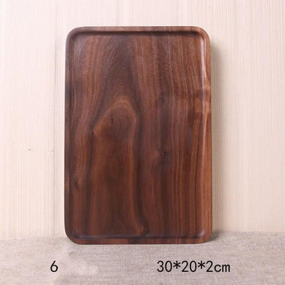 Japanese Korean Style Hand Painted Black Walnut Wood Square Dinner Plate 13cm No 2 Size by null