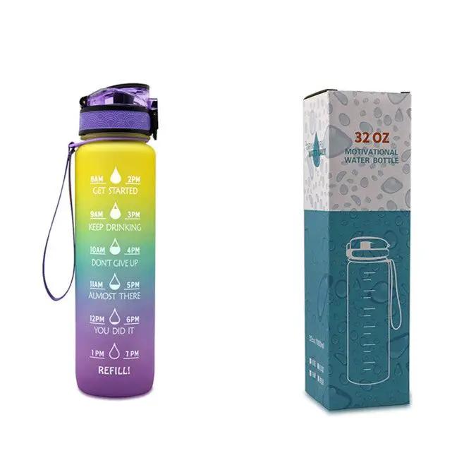 Leakproof 1L Tritan Water Bottle with Time Marker - Cycling Motivational Sports Fitness Cup by null