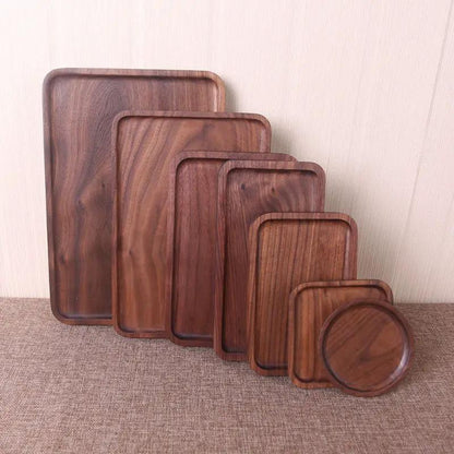 Japanese Korean Style Hand Painted Black Walnut Wood Square Dinner Plate 13cm No 2 Size by null