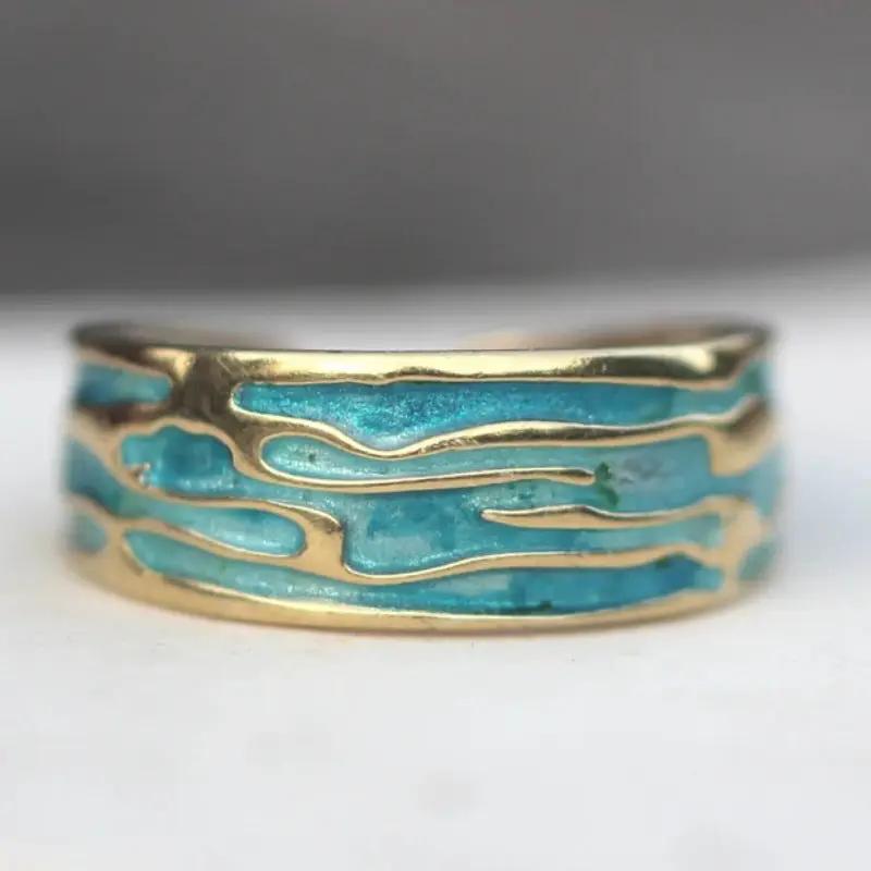 Drop Oil Blue Ocean Open Ring Fashion Women's Bracelet Ring by Zeny Home & Beauty