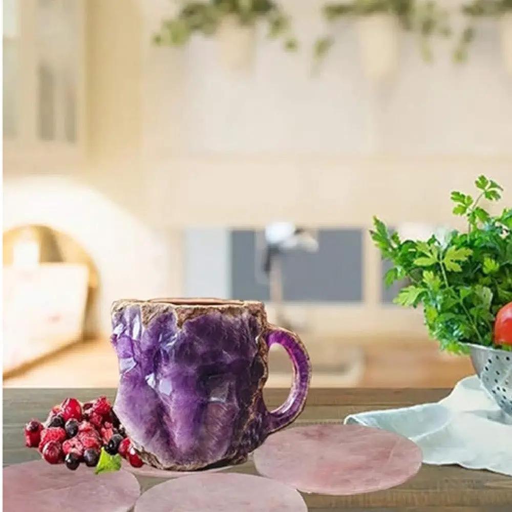 400ml Resin Mineral Crystal Coffee Mugs With Handles Elegant Fake Mineral Crystal Cup For Workplace Home Decor Christmas Gift Kitchen Gadgets by Zeny Home & Beauty