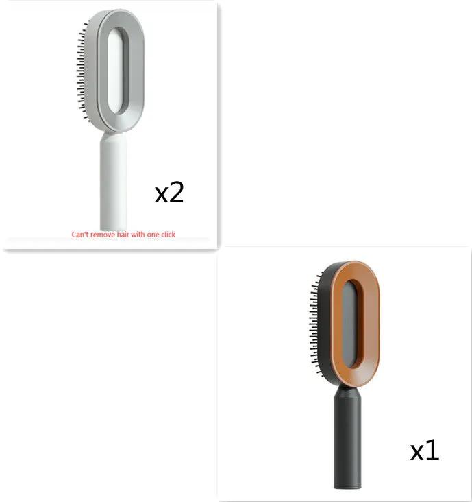 Self Cleaning Hair Brush For Women One-key Cleaning Hair Loss Airbag Massage Scalp Comb Anti-Static Hairbrush by null