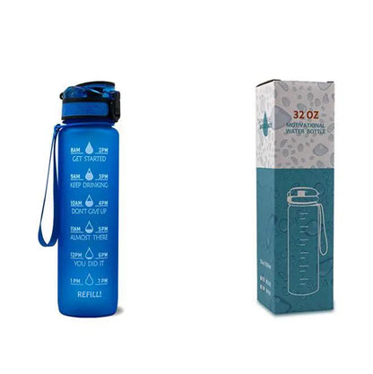Leakproof 1L Tritan Water Bottle with Time Marker - Cycling Motivational Sports Fitness Cup by null