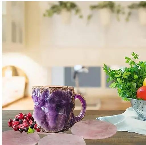 400ml Resin Mineral Crystal Coffee Mugs With Handles Elegant Fake Mineral Crystal Cup For Workplace Home Decor Christmas Gift Kitchen Gadgets by Zeny Home & Beauty