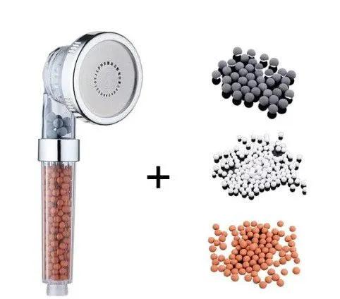 Pressurized Negative Ion Shower Head With Three Mode Water Outlet And Massage Spray by null