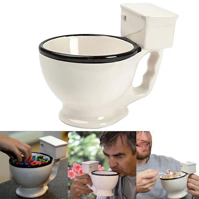 Toilet Shaped Ceramic Coffee Mug With Sturdy Handgrip 280 Milliliter Capacity Quirky Kitchen Decor Gift by null