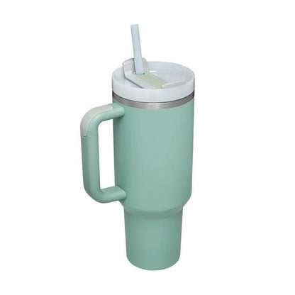 40 Oz Stainless Steel Insulated Tumbler With Handle Travel Coffee Cup For Office And Gym by null