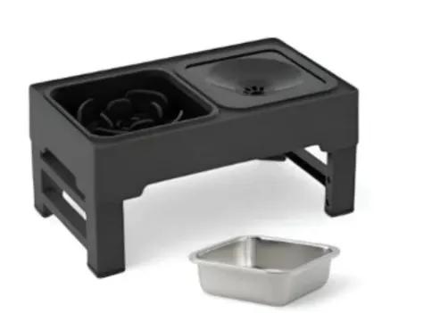 Stainless Steel Double Dog Bowls On Adjustable Height Stand Elevates Food And Water For Dogs by null