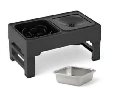 Stainless Steel Double Dog Bowls On Adjustable Height Stand Elevates Food And Water For Dogs by null