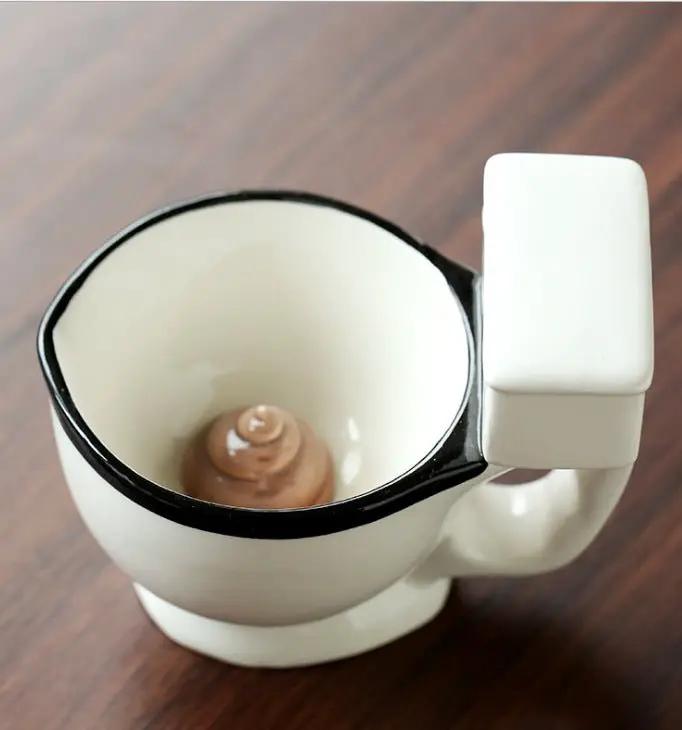 Toilet Shaped Ceramic Coffee Mug With Sturdy Handgrip 280 Milliliter Capacity Quirky Kitchen Decor Gift by null