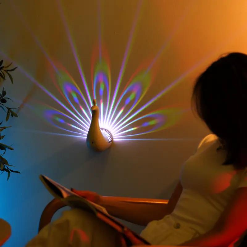 Peacocks Wall Lamp Colorful Ambient Lighting Modern Creative Atmosphere 3D Body Animal Lighting Lustre For Bedroom by Zeny Home & Beauty