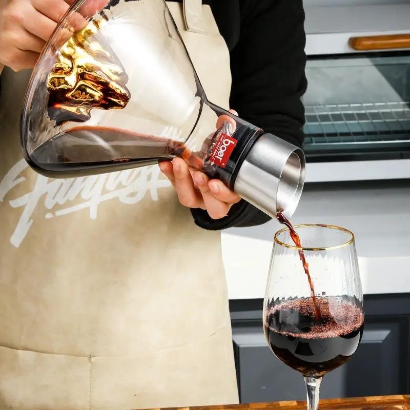 Hot-selling Iceberg Waterfall Wine Decanter Creative Transparent Lead-Free Crystal Glass Wine Dispenser Barware Quick Decanters by Zeny Home & Beauty