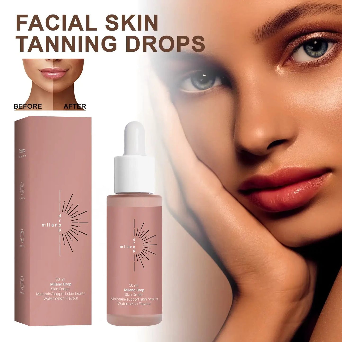 Self Tanning Drops For Face And Body Dark Bronzer Serum 50ml Fine Line Repair Sunless Tanning by null