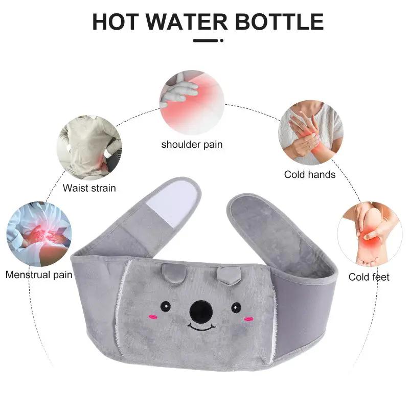 Set Hot Water Bottle Bag With Warm Plush Waist Cover B Elt by Zeny Home & Beauty