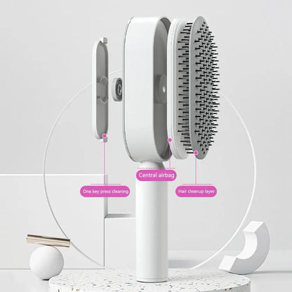 Self Cleaning Hair Brush For Women One-key Cleaning Hair Loss Airbag Massage Scalp Comb Anti-Static Hairbrush by null