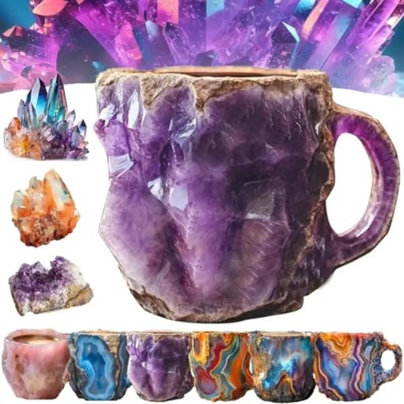 400ml Resin Mineral Crystal Coffee Mugs With Handles Elegant Fake Mineral Crystal Cup For Workplace Home Decor Christmas Gift Kitchen Gadgets by Zeny Home & Beauty