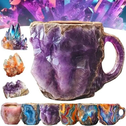 400ml Resin Mineral Crystal Coffee Mugs With Handles Elegant Fake Mineral Crystal Cup For Workplace Home Decor Christmas Gift Kitchen Gadgets by Zeny Home & Beauty