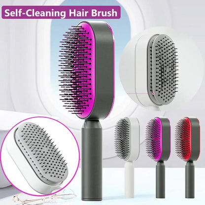 Self Cleaning Hair Brush For Women One-key Cleaning Hair Loss Airbag Massage Scalp Comb Anti-Static Hairbrush by null