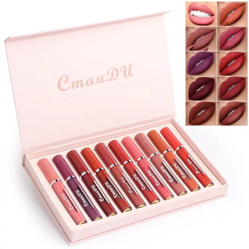 Waterproof Matte Lipstick Set 10 Piece Non Stick Long Lasting Smudge Proof Lip Colors For All Skin Tones by null