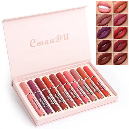 Waterproof Matte Lipstick Set 10 Piece Non Stick Long Lasting Smudge Proof Lip Colors For All Skin Tones by null
