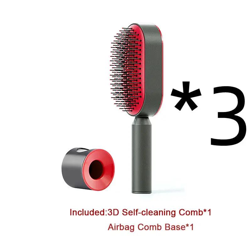 Self Cleaning Hair Brush For Women One-key Cleaning Hair Loss Airbag Massage Scalp Comb Anti-Static Hairbrush by null
