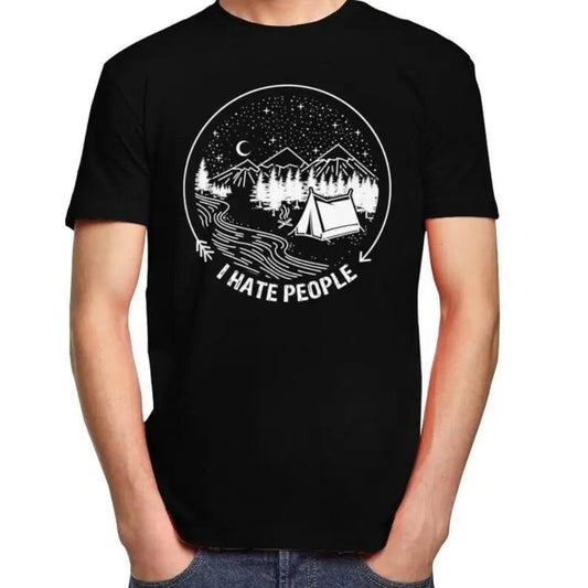 European And American Nocturne I Hate People's Digital Printing Casual Round Neck Short Sleeves T-shirt by Zeny Home & Beauty