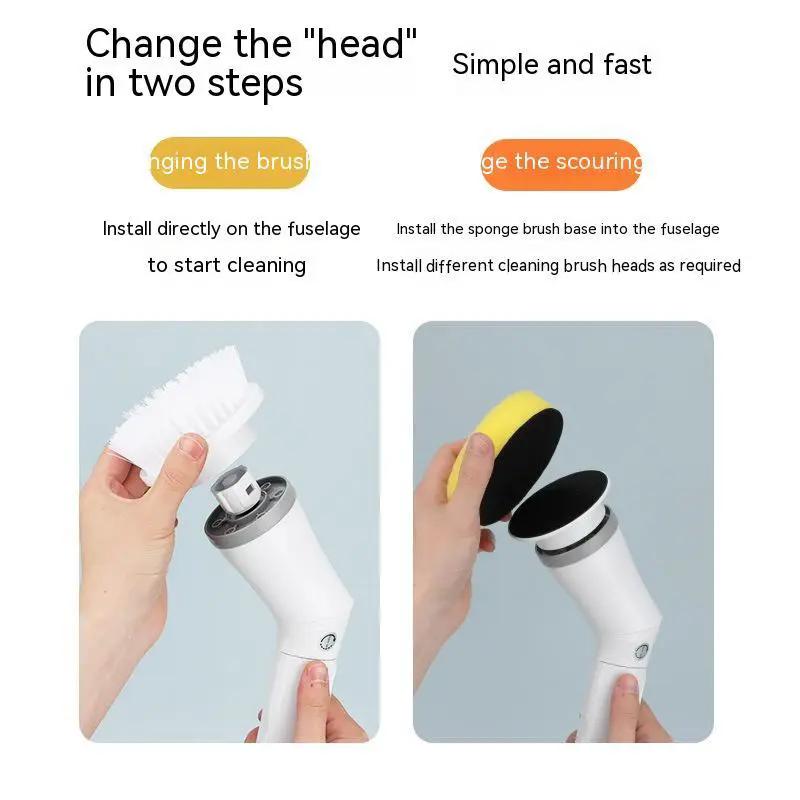 Telescopic Electric Scrubber With Long Handle For Walls And Tight Spaces Multifunctional Cleaning Brush by null