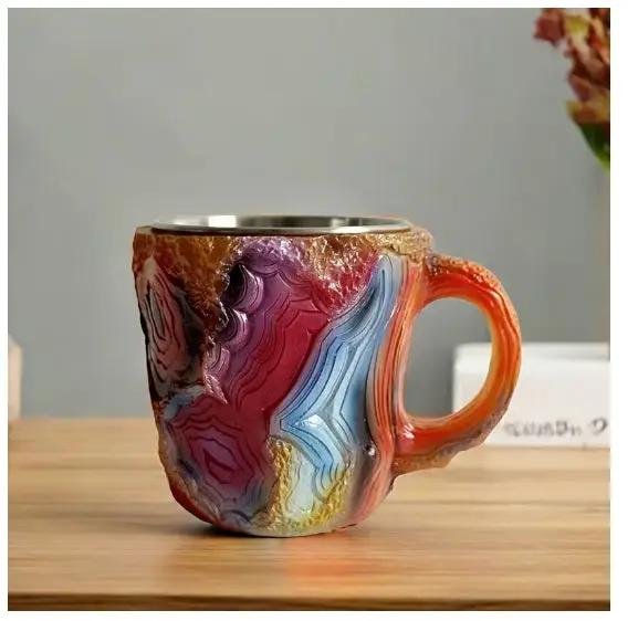 400ml Resin Mineral Crystal Coffee Mugs With Handles Elegant Fake Mineral Crystal Cup For Workplace Home Decor Christmas Gift Kitchen Gadgets by Zeny Home & Beauty