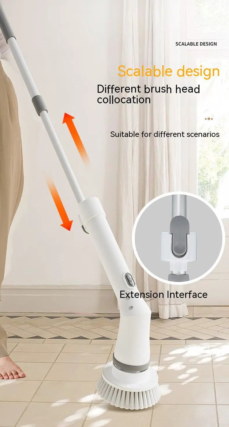 Telescopic Electric Scrubber With Long Handle For Walls And Tight Spaces Multifunctional Cleaning Brush by null