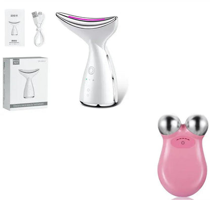EMS Microcurrent Neck And Face Beauty Device With 3 Color LED Photon Therapy For Skin Tightening And Double Chin Reduction by null