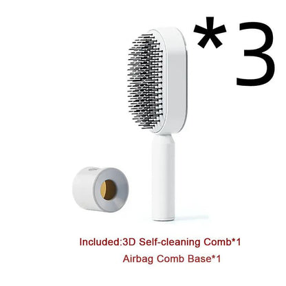 Self Cleaning Hair Brush For Women One-key Cleaning Hair Loss Airbag Massage Scalp Comb Anti-Static Hairbrush by null