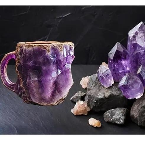 400ml Resin Mineral Crystal Coffee Mugs With Handles Elegant Fake Mineral Crystal Cup For Workplace Home Decor Christmas Gift Kitchen Gadgets by Zeny Home & Beauty