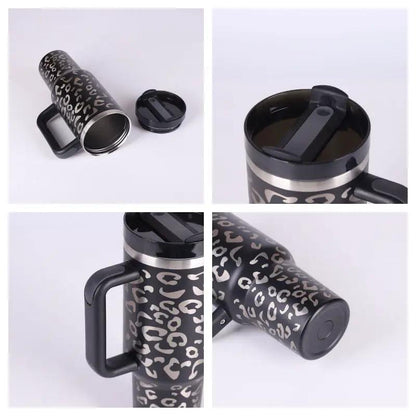 40 Oz Stainless Steel Insulated Tumbler With Handle Travel Coffee Cup For Office And Gym by null