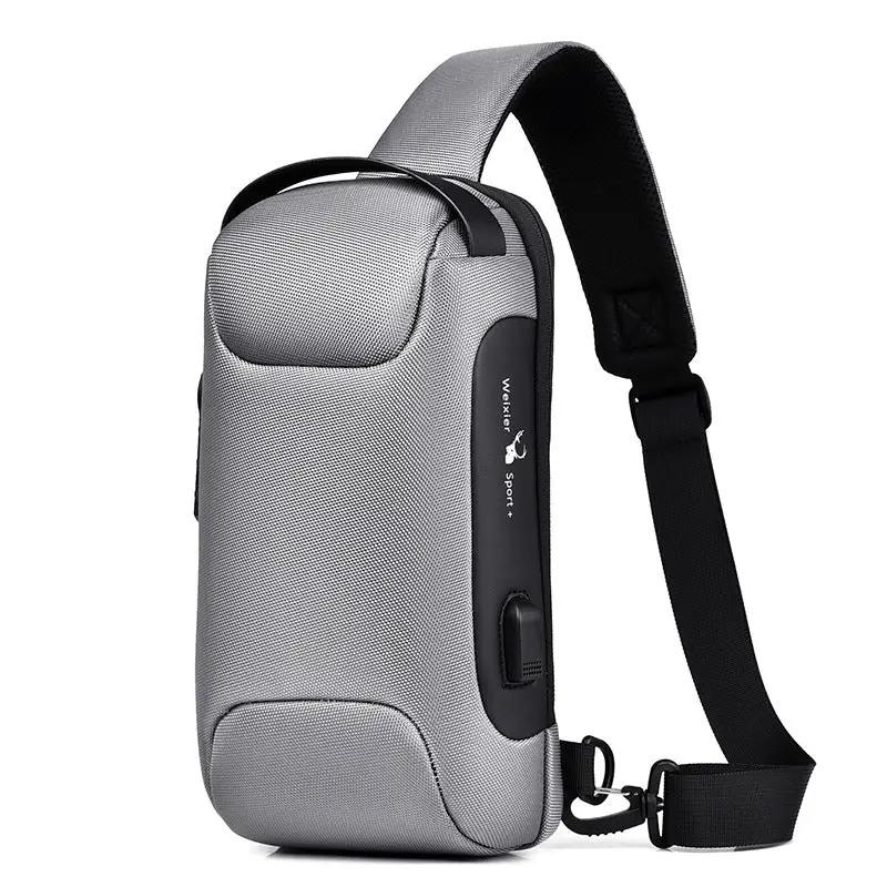 Canvas Chest Bag For Men Shoulder Bag With Zipper Closure Medium Size Mobile Phone And Certificate Pockets by null