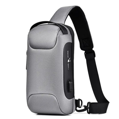 Canvas Chest Bag For Men Shoulder Bag With Zipper Closure Medium Size Mobile Phone And Certificate Pockets by null