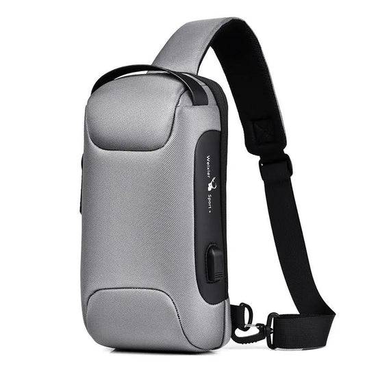 Canvas Chest Bag For Men Shoulder Bag With Zipper Closure Medium Size Mobile Phone And Certificate Pockets by null