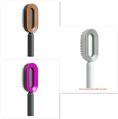 Self Cleaning Hair Brush For Women One-key Cleaning Hair Loss Airbag Massage Scalp Comb Anti-Static Hairbrush by null