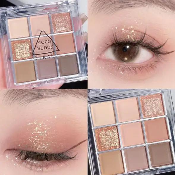 Nine Color Clear Acrylic Eyeshadow Palette With Transparent Nine Square Layout For Effortless Day To Night Looks by null