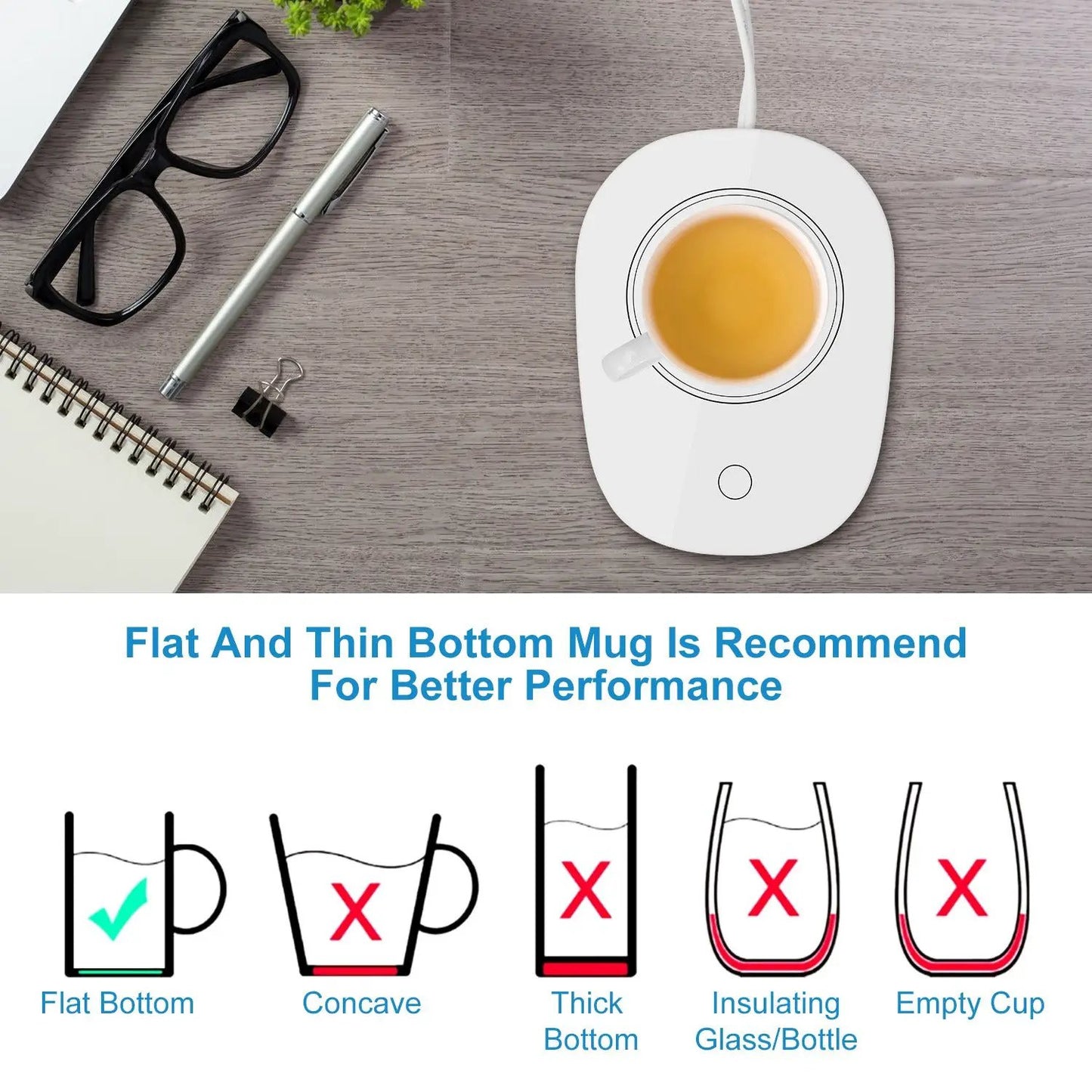 Auto Shut Off Coffee Mug Warmer For Home Office Desk Keeps Beverages Warm All Day by null