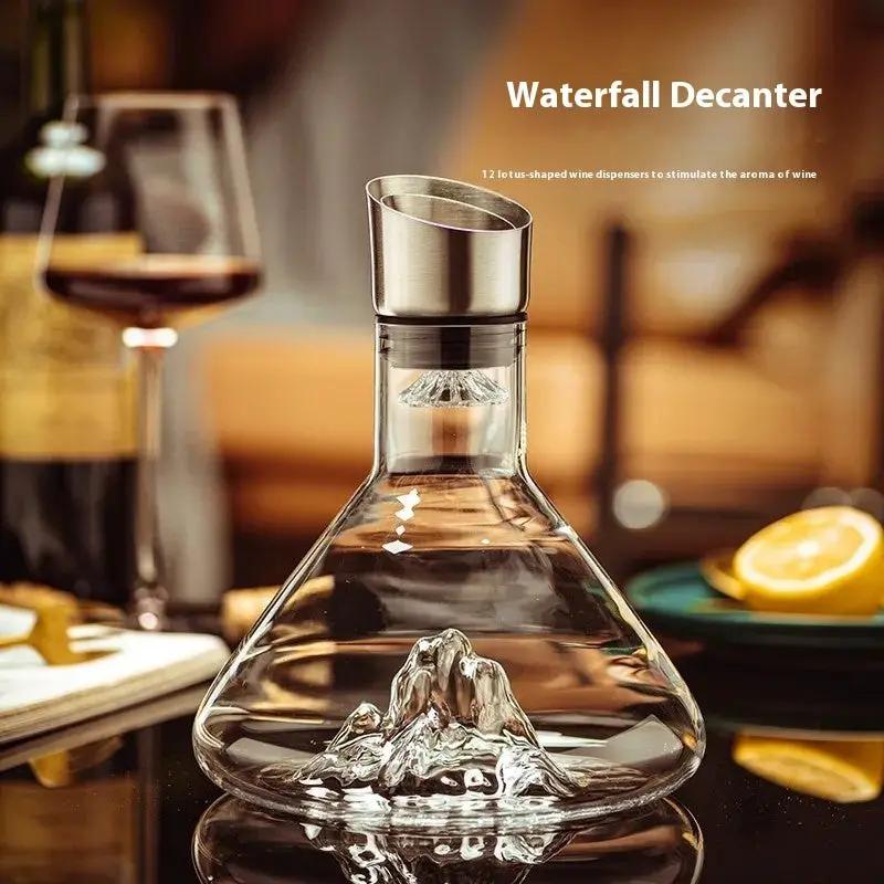 Hot-selling Iceberg Waterfall Wine Decanter Creative Transparent Lead-Free Crystal Glass Wine Dispenser Barware Quick Decanters by Zeny Home & Beauty
