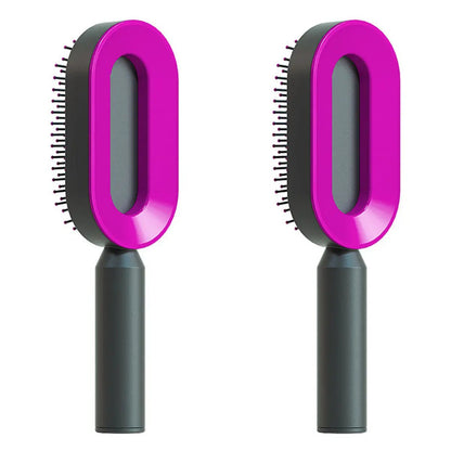 Self Cleaning Hair Brush For Women One-key Cleaning Hair Loss Airbag Massage Scalp Comb Anti-Static Hairbrush by null