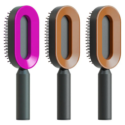Self Cleaning Hair Brush For Women One-key Cleaning Hair Loss Airbag Massage Scalp Comb Anti-Static Hairbrush by null